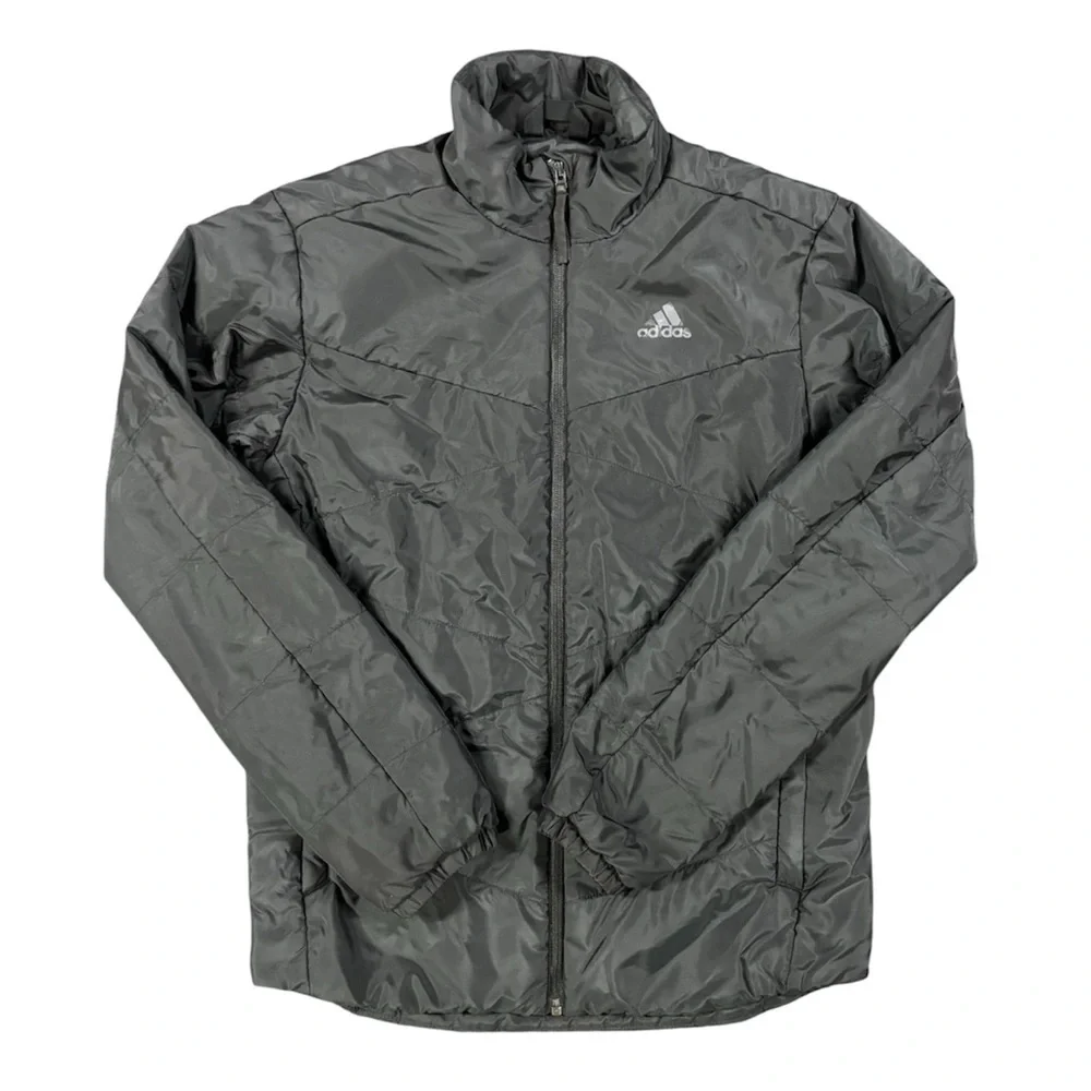 Adidas Men’s Small Black Lightweight Puffer Jacket Full Zip Athletic Coat